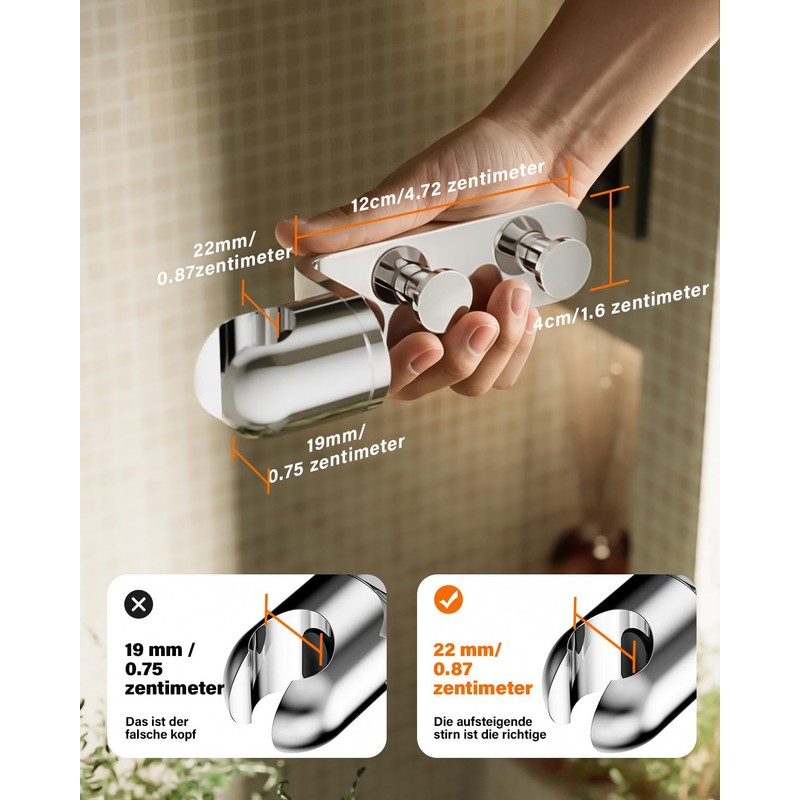 Cobbe Hand Shower Holder, No Drilling, Adjustable Shower Head Holder,