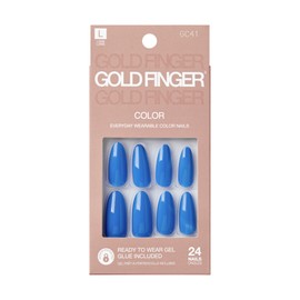 GoldFinger False Nails Kit, Ready to Wear Neon Yellow Fake Nails, Manicure Stick and Glue Included, Long Square Shape, Long-Lasting Hottest Trend Glue on Nails