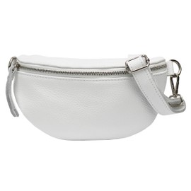 SH Leder Ava G292 Real Leather Waist Bag for Festivals, Travel, Small, Crossbody, for Women, 23 x 12 cm, White, s