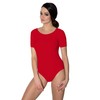 Aquarti Ladies Ballet Leotard Short Sleeve Gymnastics Dance Bodysuit Red