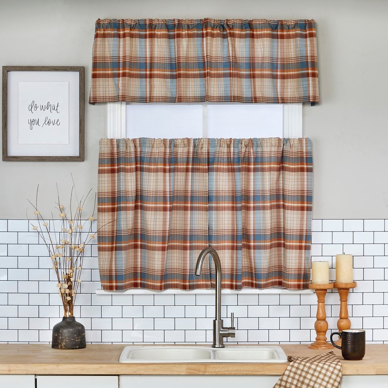 SKL Home Amber Plaid Tier Pair (2-Pack), Curtain, 24", Multi