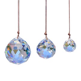 Pack of 3 Crystal Decorative Pendants, Crystal Rainbow Suncatcher, Prism Crystal Ball, Glass Pendant Crystal Balls, Crystal Suncatcher, Crystal Pendant for Home, Office, Garden Decoration