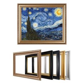 IPIC - Starry Night Vincent Van Gogh Paintings, Giclee Canvas Print Wall Art with Classic Golden Frame for Home Decor, Pic size:30x24 Framed size:34.75x28.75