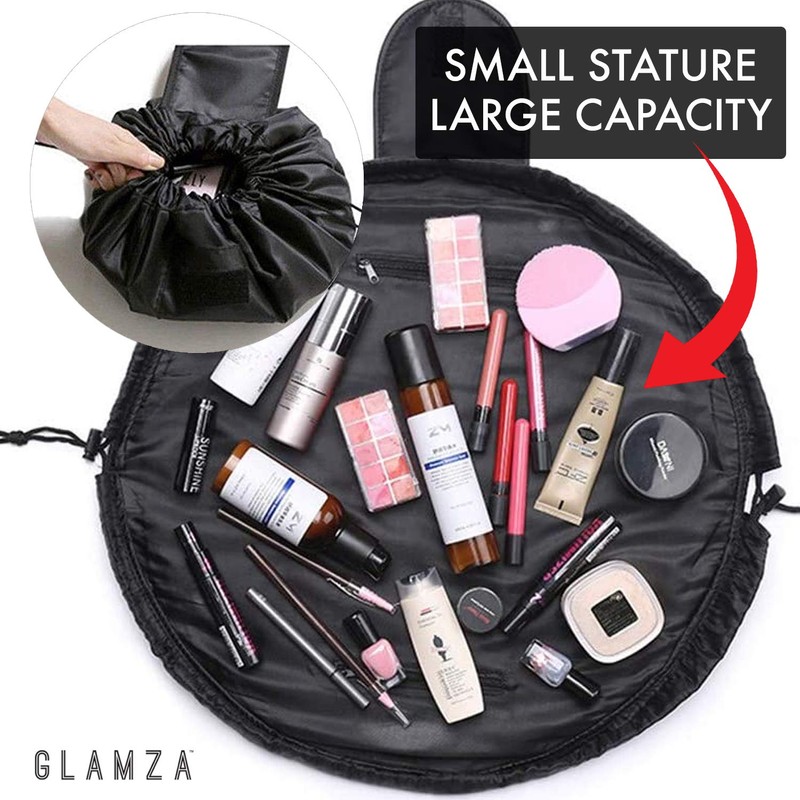 Drawstring Makeup Bag GLAMZA ‘Lazy’ Cosmetics Makeup Pouch Storage Organiser
