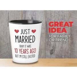 Flairy Land Anniversary Shot Glass 1.5oz - It Was 10 Years - Couples Gift For Anniversary Wedding Romantic Wife Husband Grandparents Hubby Her Him