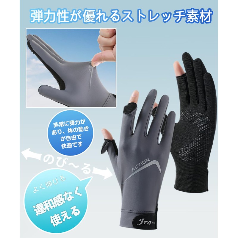 MEPOKI Men's Summer UV Protection Gloves, Thin UPF50+ (Mesh Palm
