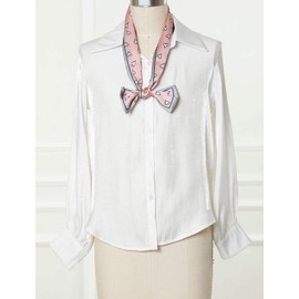 Allegra K Women's Thin Polka Dot Scarf, Ribbon, Heart Pattern, Neckerchief, Rectangle, Handkerchief, Hair Ornament, Pink