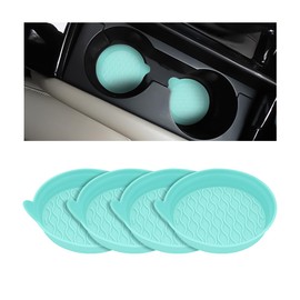 XINLIYA 4PCS Car Cup Holder Coasters, Non-Slip Silicone Vehicle Recessed Water Bottle Mats, Soft Sift-Proof Spill Automotive Interior Cup Pad Accessories, Universal for SUV, Truck, RV (Green)