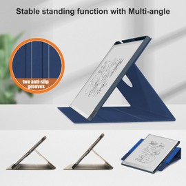 DINGGUAGUA Case Compatible with Remarkable Paper Pro 11.8 Paper Tablet 2024, Rotating Protective Case with Pen Holder, Dark Blue
