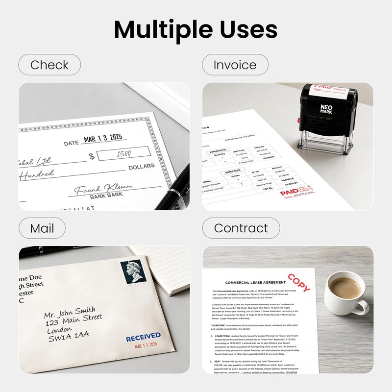 NEO MARK Self-Inking Received Date Stamp, 12-Year Adjustable Dater