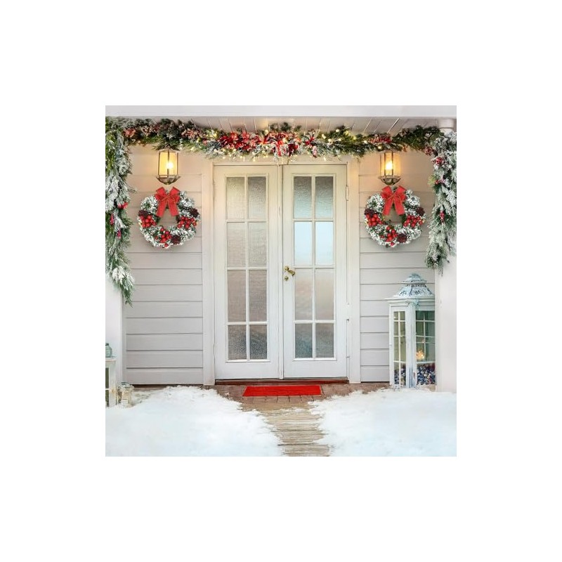 masoe Corona de Navidad para Puerta，Guirnalda Navidad, Corona de Navidad,