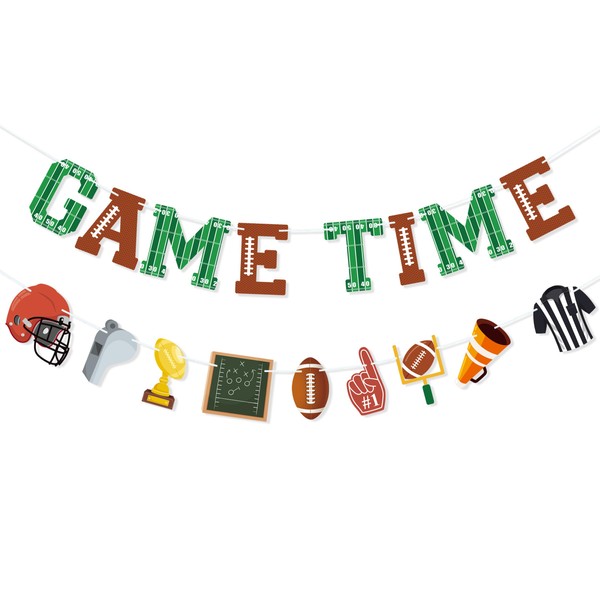 FAKTEEN Game Time Football Banner Garland Football Party Decorations Football