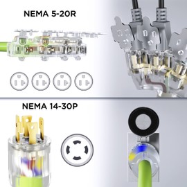 GEARit 30-Amp / 5-20R x4-Outlets Adapter Cord (1.5-Feet) 4-Prong 30A Generator Extension Cord to 4X Household 125/250V, NEMA 14-30P to 5-20R - STW 10AWG/4 Heavy Duty Twist Lock - 1.5ft