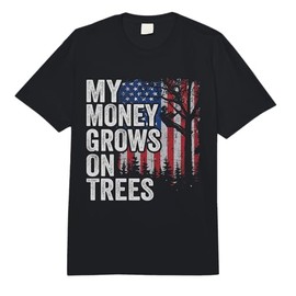 Tree Climbing American Flag Arborist My Money Grows On Trees Comfort Colors Adult Heavyweight T-Shirt