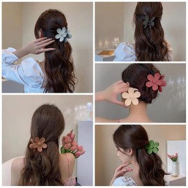 6PCS Flower Hair Clips Women, Large Claw Clips for Women Thick Hair, Non Slip Strong Hold for Women Thin Hair Girls Gifts (Mixed-A)