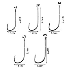 130pcs Baitholder Fishing Hooks Set Carbon Steel Black Barbed Baitholder Fishing Jig Hooks Kit in plastic box for Freshwater Saltwater Sizes 1#-2/0