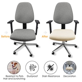 Yikko Elastic Stretch Spandex Chair Seat Covers Slipcovers Washable fit for Office Chairs,Dining Room Chairs,Bar Wedding Party Decor (4, Beige)