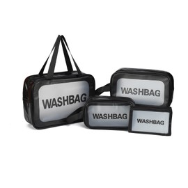 Gladdon Travel Makeup Bag for Women Clear Purse Bathroom Shower Pouches Black