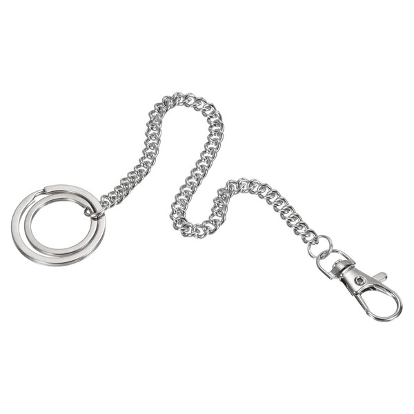 PATIKIL Wallet Chain Keychain with Keyrings Lobster Clasp 8", Nickel