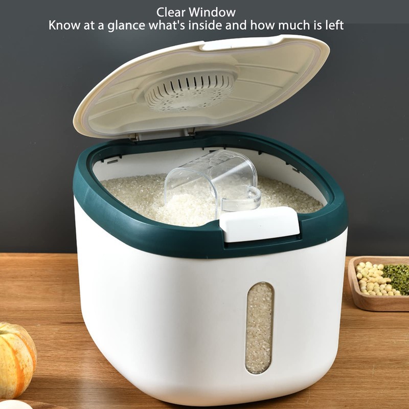 Rice Container Airtight Rice Container with Transparent Window for Grains