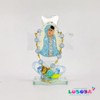 Cruz de cristal azul con Virgen – Pack 12 pcs