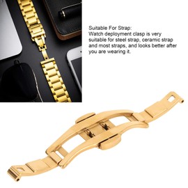 Butterfly Watch Deployment Clasp, Watch Buckle Replacement 6mm 19mm Watchband Clasp Double Push Button Folding Watch Deployment Clasp, Golden