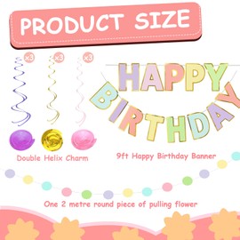 BELEFU Colorful Birthday Decorations Pack with Pre-Strung Happy Birthday Banner, Dot Garland, Double Hanging Swirls, Honeycomb Ball Macaron Party Decorations for Women Girls Boys Backdrop Supplies
