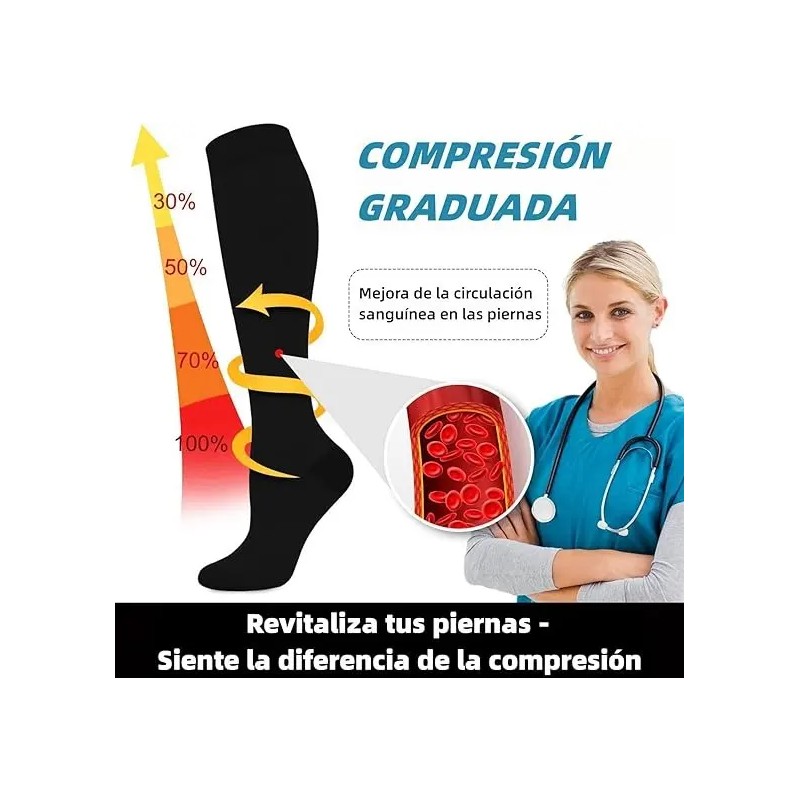 10 Pares Calcetas De Compresión Hombre Mujer Medias Largas