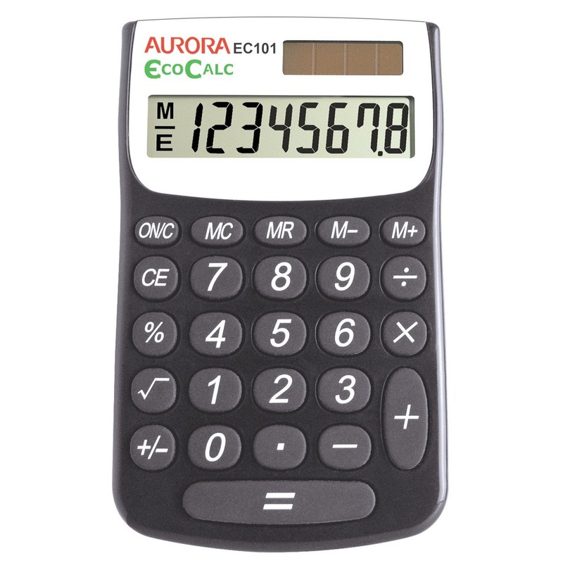 Aurora EC101 EcoCalc Calculator (Made From Recycled Plastic),Black/White