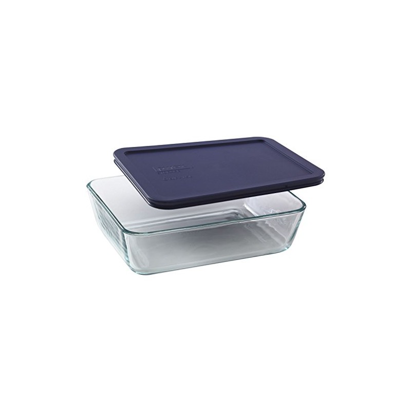 Pyrex Simply Store 6-Cup Rectangular Glass Food Storage Dish,Blue Made
