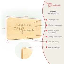 Geschenkfreude Breakfast Board with Engraving Made of Alder – 21.5 x 12 x 1.2 cm – Favourite Person Bread Board – Chopping Board with Engraving Made of Wood – Favourite Person Gift Ideas – Engraved