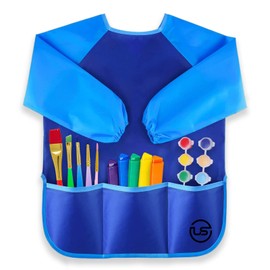 Ultimate Stationery Smocks para niños, bata de arte, impermeable para niños, bata de arte para niños, bata de arte para niños y niños, Azul 1, Talla única