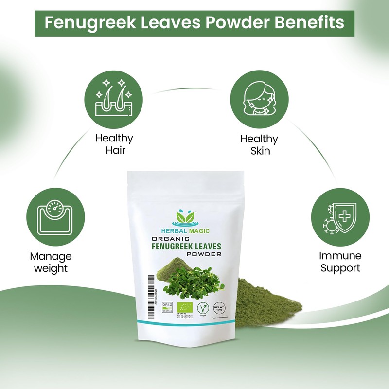 Herbal Magic's Natural Fenugreek leaf Powder (Methi) - Rich Flavoured