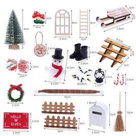 nabeta deco Christmas Dollhouse Gnome Accessories Mini Garden Complete Set Christmas Wreath Christmas Tree Red Carpet (Style 4)