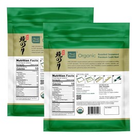 ONE ORGANIC Sushi Nori Premium Roasted Organic Seaweed (10 Full Sheets) - 2 Packs