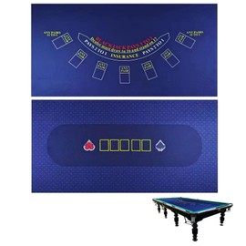 Luckin Sports 84 X 42 Inches Texas Holdem/Blackjack and Roulette/Craps Gambling Tablecloth, Flannel, Double Sides,100% Durac Waterproof, Washable and Ironable. (Blue/Blue)