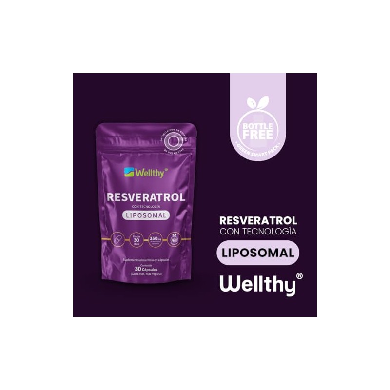 Wellthy Resveratrol Liposomal Cápsulas Entrega Optimizada Mas Alta Biodisponibilidad Cápsula