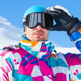 Supertrip Ski Goggles for Men and Women, Snowboard Goggles for Glasses Wearers, Anti-Fog Cylindrical Ski Goggles UV400 Protection Compatible Helmet Adults Teenagers for Skiing/Skating/Snowmobile