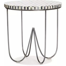 Adore Decor Zahra Round Side Table Black and White