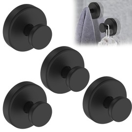 Ganchos Ventosa De Succión Colgador Toalla Baño Cocina Pared Sin Taladro De Pared Para Ventanas De Baño Puertas De Cristal Paredes (4, Negro)