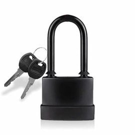 Heavy Duty Outdoor Waterproof Padlock | 45mm Rust-Proof Steel Lock with 2 Keys | High Security for Shed, Garage, Garden Gate, Door, Chain | Weatherproof Black (Short Shackle)