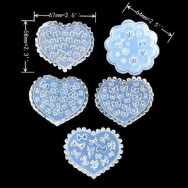 5 Pcs Pack 3D Silicone Nail Art Mold Nail Decorative Mould Small Flowers Bow Decorations for Nail Manicure Resin Casting Molds (Style 1)