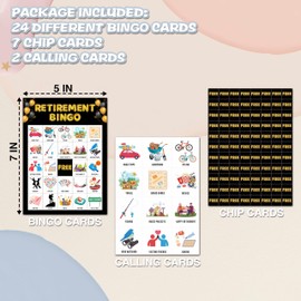 Chuxvon Retirement Bingo Cards, Gold and Black Theme Game for 24 Players, Bingo Activities for Adult Family Friends Office, Retirement Party Favors Supplies Decorations(06)