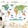 DECOWALL SG2-2423 Animal World Map (Large) Kids Wall Stickers Animals