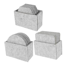 Cabilock 3 Sets Non Slip Heat Resistant Pads with Holder Absorbent Cup Mats for Coffee Mugs Drinks Beverages for Home Office