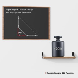 Black Metal Heavy Duty 90 Degree Wall Mounted Shelf Brackets 10cm Pack of 2