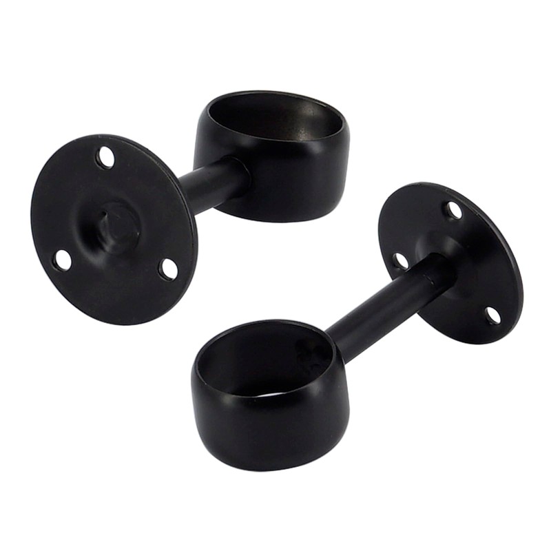 4pcs Stainless Steel Black Ceiling Curtain Pole Holders Brackets Wall