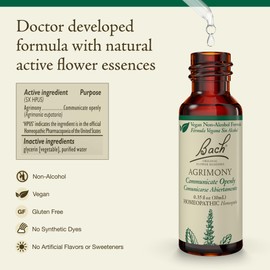 Bach Original Flower Remedies, Agrimony (Non-Alcohol Formula) - Communicate Openly - Natural Homeopathic Flower Essence for Emotional Balance - Vegan, Gluten Free, Sugar Free - 10mL Dropper