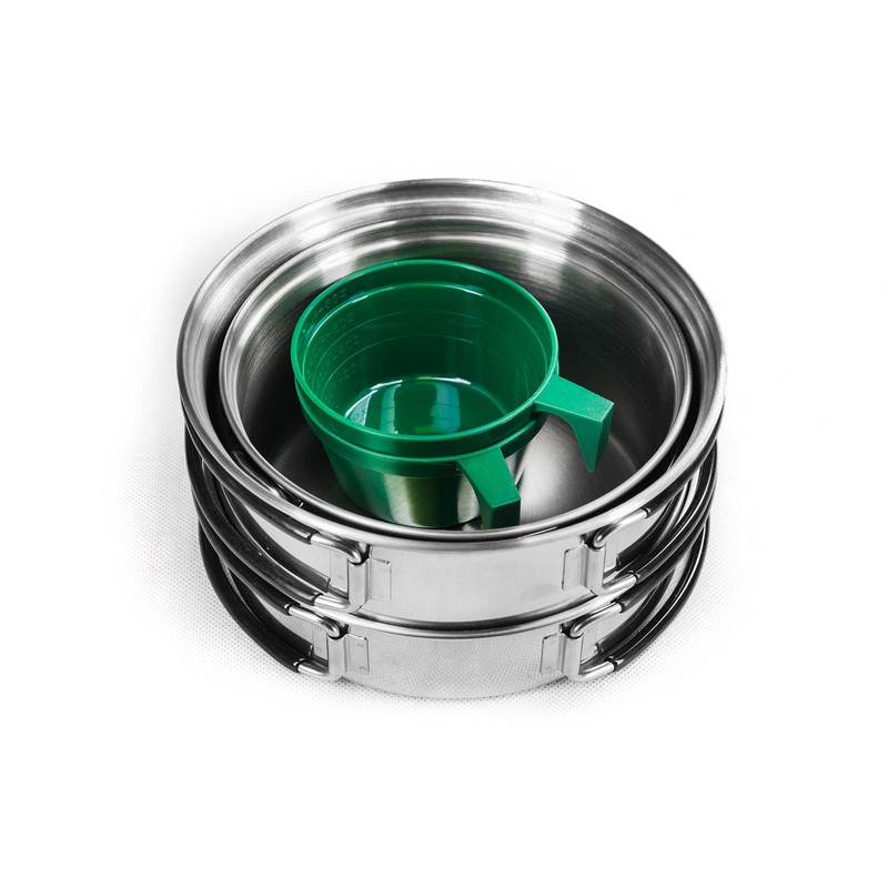 Campfrei 2 Person Stainless Steel Cooking Pot Set Cookware Camping