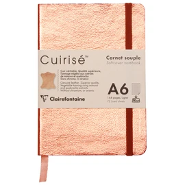 Clairefontaine 400090C Notebook with Mother of Pearl Effect with Soft Leather Cover DIN A6 10.5 x 14.8 cm 72 Sheets Blank Elasticated Closure Bookmark 1 Piece Cherry Red Cuirisé, Carnet souple A6, 144 pages Uni Cuivre